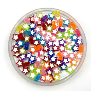 Colorful acrylic star beads, transparent DIY jewelry making loose accessories, crystal clear craft.