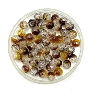Crackle glass beads round loose beads for DIY jewelry making handmade bracelets necklaces accessories.