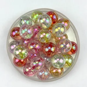 Mermaid starlight glitter AB beads detail, 12-16mm round loose beads for DIY crafts making.