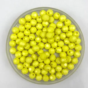 Yellow faceted acrylic beads detail, 32 cut surface craft beads for diy jewelry making accessories.