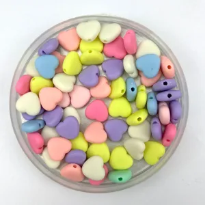 Acrylic matte heart loose beads colorful macaron diy bracelet necklace jewelry parts