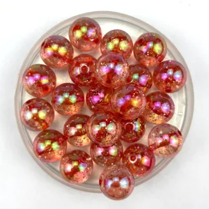 12-16mm mermaid starry glitter AB drilled round beads for DIY phone chains and accessories.
