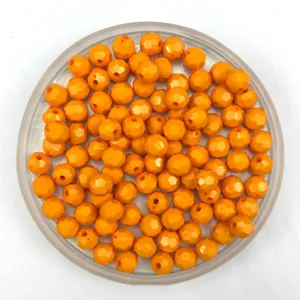 Orange faceted acrylic beads detail, DIY jewelry making accessories, shiny round loose beads.