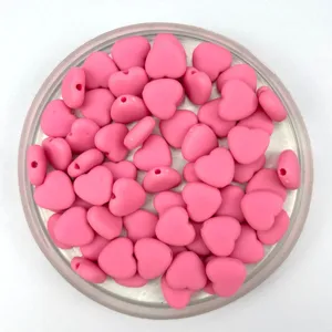 Pink matte heart loose beads for DIY handmade bracelets, necklaces and jewelry accessories