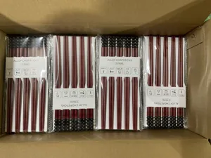 Detailed view of alloy chopsticks bulk packaging, featuring candy bead design and secure cards.