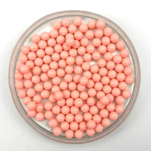 Solid pink round acrylic beads for DIY crafts and jewelry making, smooth surface.