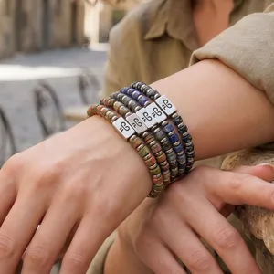 4mm natuurstenen kralen armband stapel voor heren stijlvolle meerlaagse sieraden