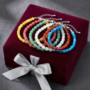 Kleurrijke natuursteen kralen armbanden set voor dames vintage mode sieraden gift