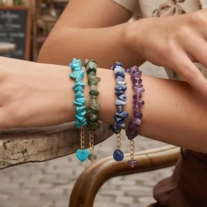 Zoete Onregelmatige Halbedelsteen Kralen Armband Vintage Ins Stijl Natuurlijk Kristal Verstelbare Armband Voor Vrouwen Feest Sieraden
