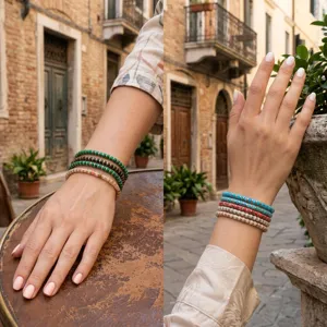 Bohemian stackable beaded bracelets set for women multi-layer stretch gemstone wrist jewelry