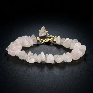 Prachtige onregelmatige edelsteen chip armband met verstelbare ketting, uniek sieraad.