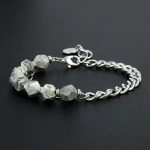 Europese stijve halfedelsteen en metalen ketting armband voor dames dagelijkse sieraden