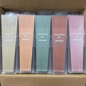 Set di bacchette in lega portatile casa riutilizzabile resistente al calore 5 paia