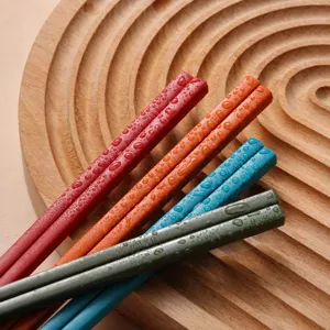 Household PPS Alloy Chopsticks Heat Resistant Non Slip Retro Light Luxury Kitchen Dining Tableware Chop Sticks