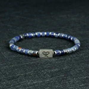 Stijlvolle 4mm stenen kralen armband voor heren met metalen accent voor dagelijks gebruik.