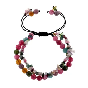 Handgemaakte kleurrijke halfedelsteen kraal verstelbare armband voor dames mode sieraden.