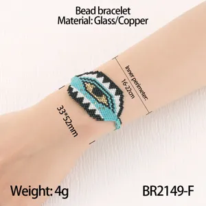 Bracciale perline vetro Miyuki malocchio fatto mano regolabile gioielli rame dettaglio