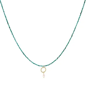 Retro collana di perle verdi donna versatile di nicchia perla d'acqua dolce catena stile nuovo