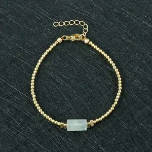 Natural crystal stone beaded bracelet with adjustable chain, vintage new Chinese style detail.