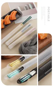 Tragbares Stäbchenetui und Edelstahl-Stäbchen Set für Reisen und den täglichen Gebrauch.