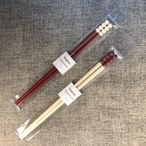 Set de palillos de aleacion Tanghulu con cuentas, vajilla duradera para hogar, dos pares.