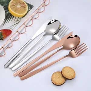Stainless steel cutlery set silver rose gold knife fork spoon western table kitchen decor
