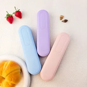 Tragbares Besteckkasten Set, niedliche Pastellfarben Etui Behälter für Reise und Alltag.