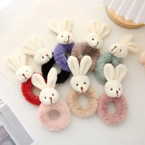 Set di elastici per capelli con coniglietto in peluche morbido, accessori per acconciature donna.