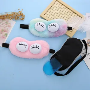 Detailed view of cute plush sleep mask with gel ice pack, soft shading fabric for sweet sleep.