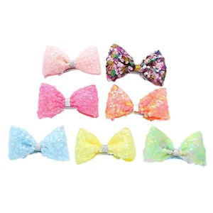 Pinces à cheveux nœud papillon à sequins colorés pour enfants, jolis accessoires cheveux bébé
