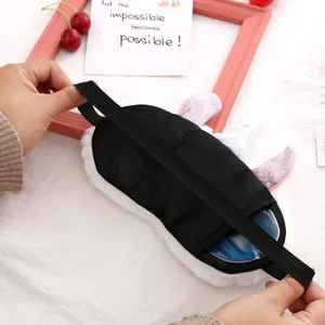 Cute plush sleep mask with cooling gel pack, soft shading eye cover for sweet night sleep.