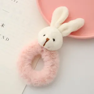 Laccetto per capelli con coniglio in peluche soffice colore caramella accessorio dettaglio