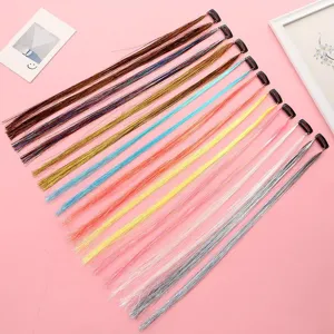 Extensions de cheveux colorées tinsel brillantes mèches laser scintillantes avec un clip.