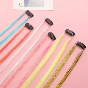Extensions de cheveux brillantes lametta mèches scintillantes avec pinces pour coiffure de fête