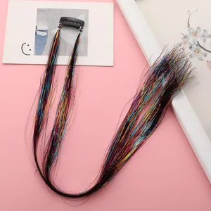 Extension de cheveux tinsel colorée scintillante mèche laser pour fête et quotidien