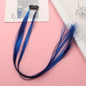 Clip de guirlande de cheveux bleus extensions brillantes scintillantes pour fête et festival