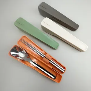 Tragbares 304 Edelstahl Löffel und Stäbchen Set mit Aufbewahrungsbox für den Alltag.