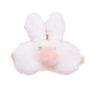 Disfraz de máscara de dormir de conejo de peluche suave, antifaz opaco para siestas cómodas.