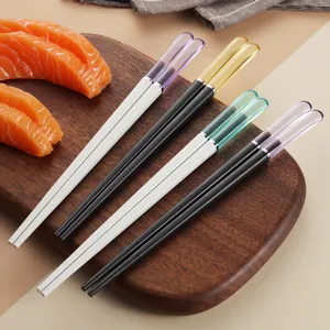 Bacchette in Lega in Stile Giapponese Riutilizzabili Antiscivolo in Metallo per Cucina Familiare Stoviglie