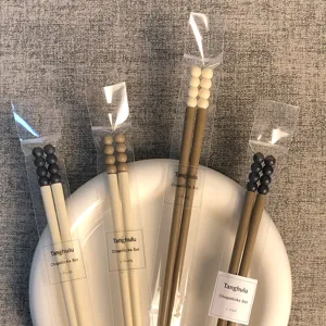 Set de palillos de aleación Tanghulu con cuentas, duraderos y aptos para lavavajillas en casa.