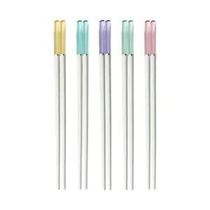 Bacchette moderne in lega con punte traslucide colorate, set di stoviglie antiscivolo per casa.