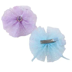 Bambini glitter rete fiocco molletta per capelli strass accessori per ragazze