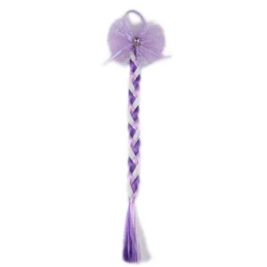 Kids colorful wig braided hair rope cute girls net yarn bow princess party hair accessory