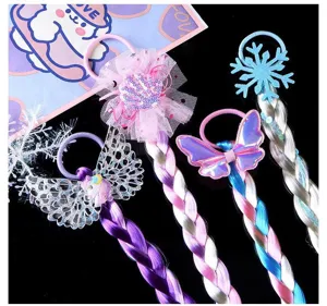 Extensions de tresses de cheveux colorées pour enfants, pinces papillon pour petites filles.