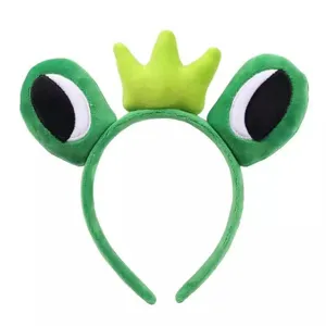 Linda diadema de rana príncipe corona de peluche ojos grandes accesorios para el cabello divertidos