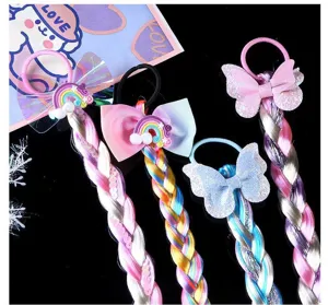Enfants coloré cheveux tressé perruque cravates mignon arc accessoires cheveux filles