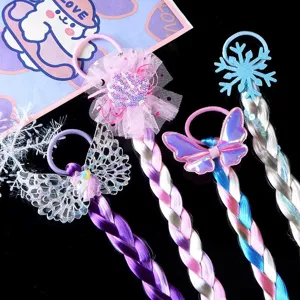 Enfants coloré synthétique cheveux tressés attaches avec licorne papillon accessoires de coiffure