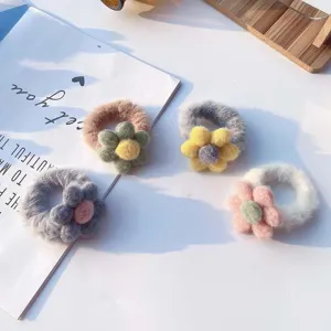 Süße Plüsch Blumen Haargummis weiche flauschige Haaraccessoires für Damen Winter