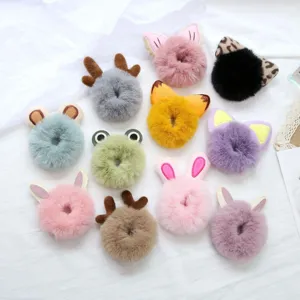 Chouchous en peluche pour cheveux avec oreilles d'animaux, attaches douces et mignonnes pour femme.