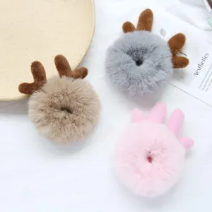 Chouchous de cheveux en peluche avec cornes de renne mignonnes accessoires pour femmes